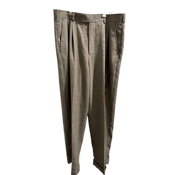 🍒 2/$20 🍒 Mens 32x30 Dress Pants Front Pleated Check Pattern - Picture 1 of 6